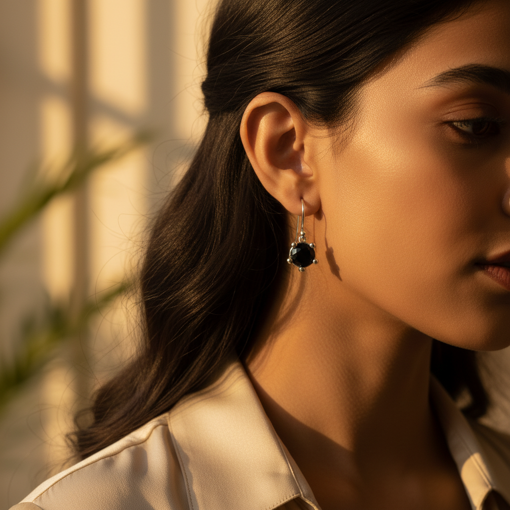 925 Silver Black Onyx Earrings | Gemstone Jewelry for Women