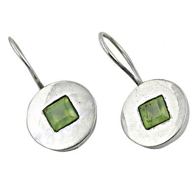 925 silver peridot earrings | square stone earrings for women