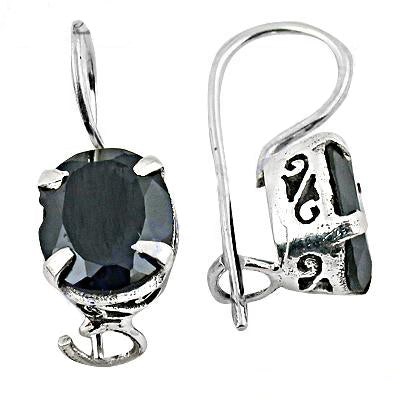 925 Silver Black Sapphire Earrings | Women's Dangle Jewelry