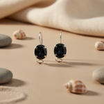 将图像加载到图库查看器中， 925 Silver Black Sapphire Earrings | Women's Dangle Jewelry
