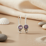 将图像加载到图库查看器中， 925 Silver Amethyst Drop Earrings for Women | Gemstone Jewelry
