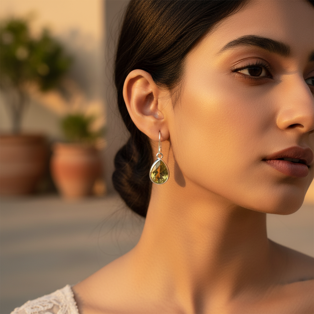 925 Silver Citrine Drop Earrings for Women | Gemstone Jewelry