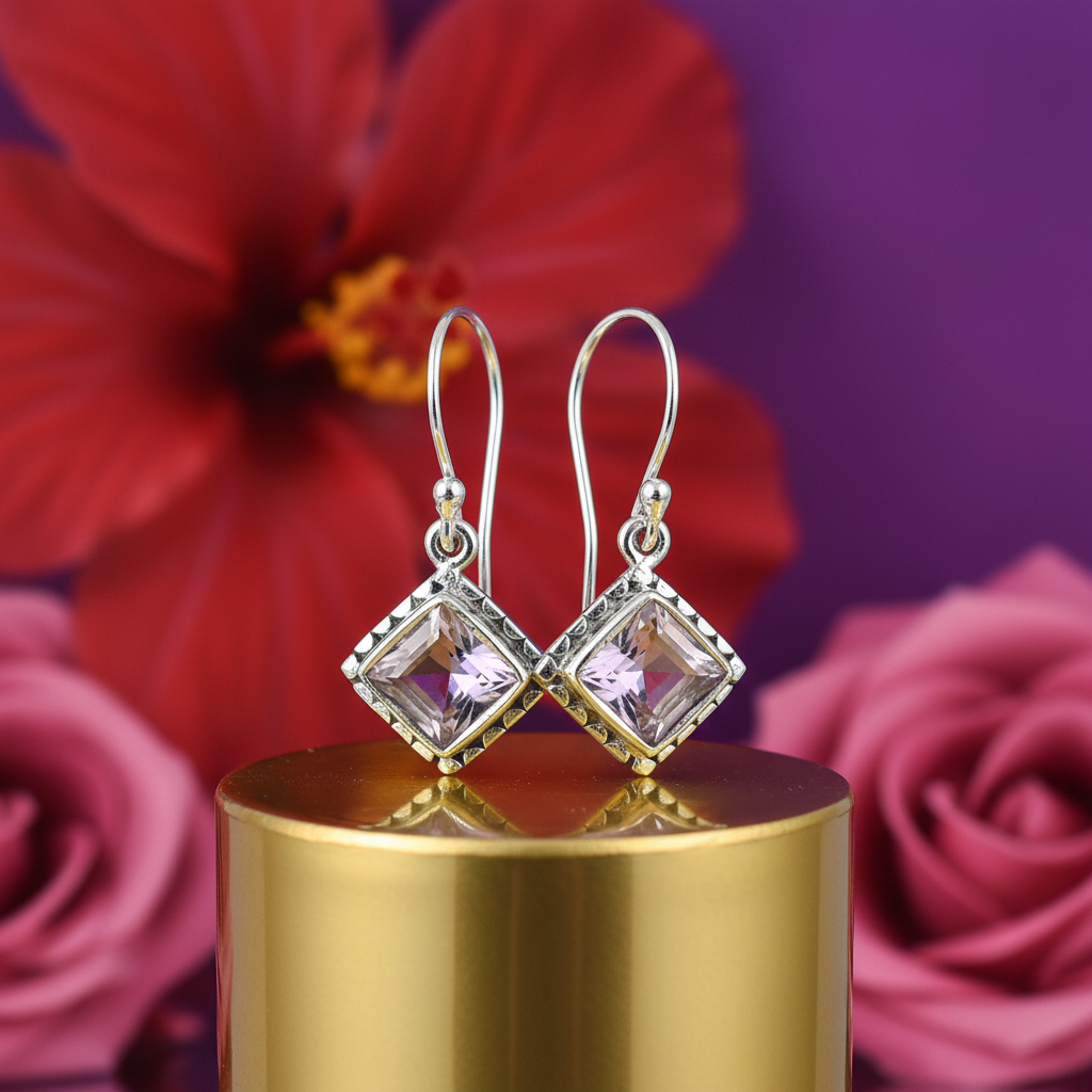 925 Silver Amethyst Drop Earrings | Women's Jewelry Gift