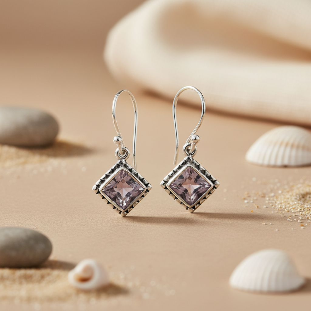 925 Silver Amethyst Drop Earrings | Women's Jewelry Gift