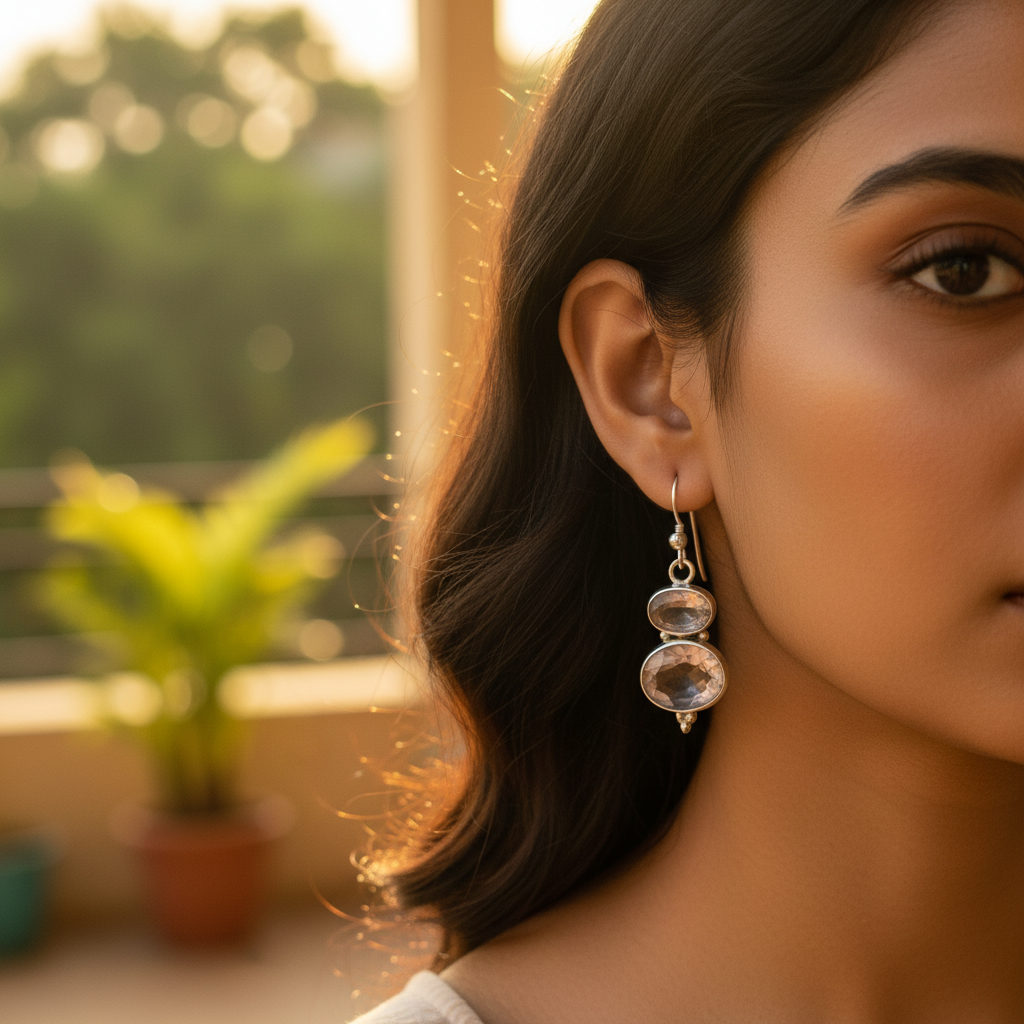 925 Sterling Silver Rose Quartz Earrings | For Women | Gift