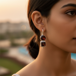将图像加载到图库查看器中， 925 Silver Garnet Drop Earrings for Women | Gemstone Jewelry
