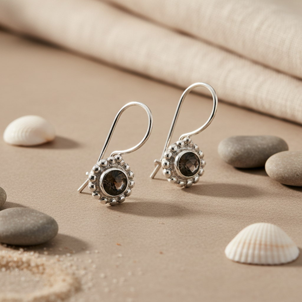 925 Silver Black Stone Drop Earrings for Women | Dangle Jewelry