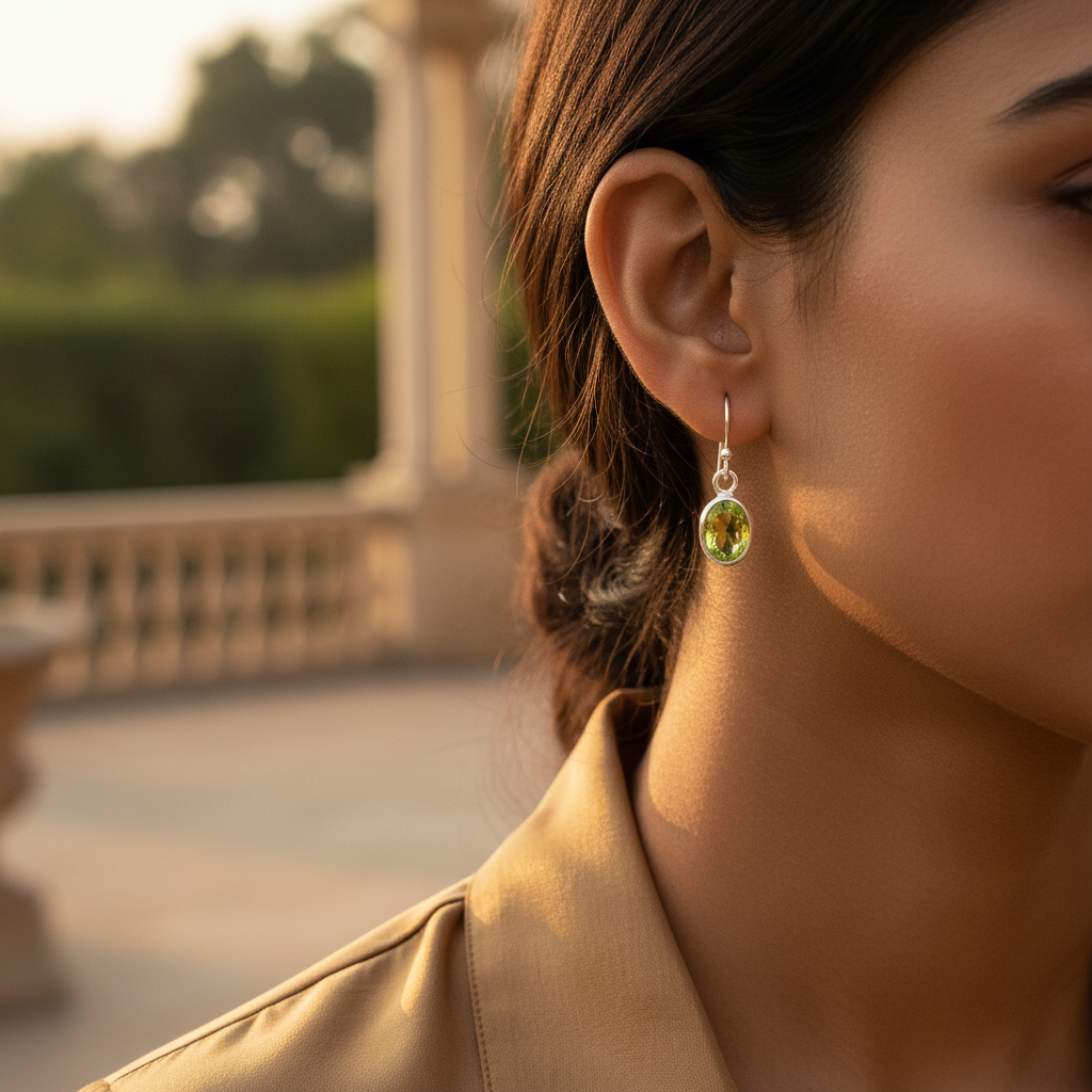 925 Silver Peridot Drop Earrings for Women | Dangle Earrings