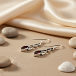 将图像加载到图库查看器中， 925 Silver Garnet Drop Earrings for Women | Daily Wear Jewelry
