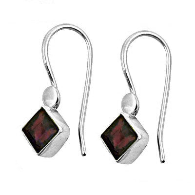 925 silver garnet square drop earrings for women | gift