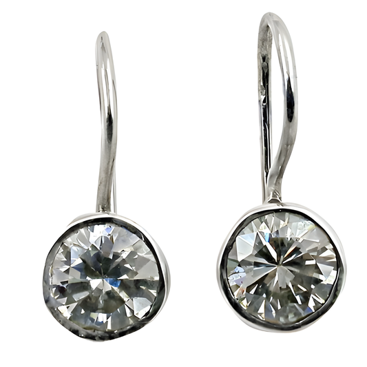 Antique Style Cubic Zirconia Silver Earrings Round Cz Earrings Handmade Cz Earrings