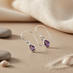 将图像加载到图库查看器中， 925 Silver Amethyst Drop Earrings for Women | Gemstone Jewelry

