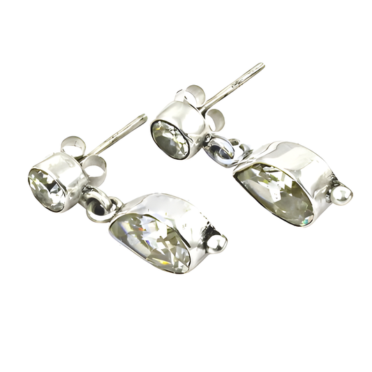 Top Quality Silver Cubic Zirconia Gemstone Earrings - Best Sparkling Jewelry