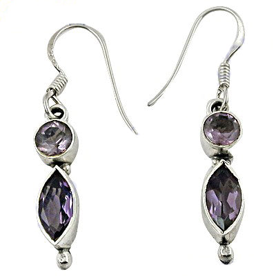925 silver amethyst drop earrings for women | gemstone jewelry