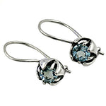 将图像加载到图库查看器中， 925 Silver Blue Topaz Earrings | Flower Dangle Earrings for Women
