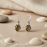 Load image into Gallery viewer, 925 Silver Amber Drop Earrings | Gemstone Jewelry for Women
