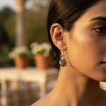 Load image into Gallery viewer, 925 Silver Amber Drop Earrings | Gemstone Jewelry for Women

