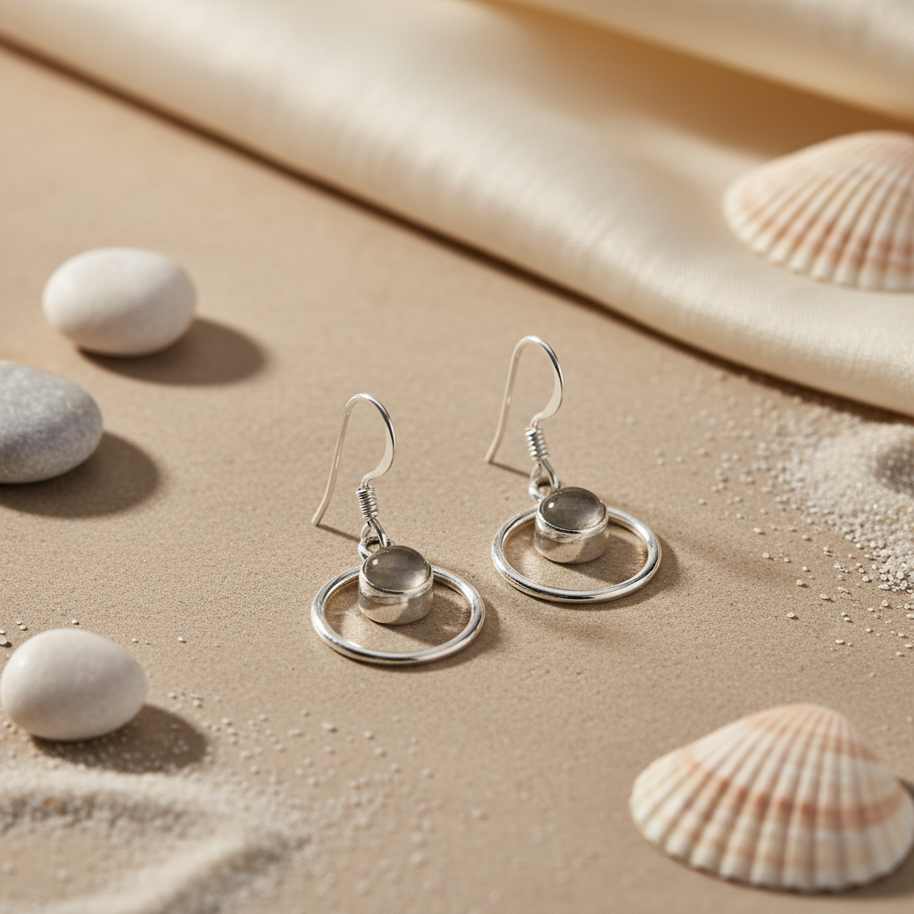 925 Silver Moonstone Hoop Earrings for Women | Dangle Earrings