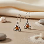 Load image into Gallery viewer, 925 Silver Amber Celtic Knot Earrings for Women | Gift
