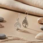 Load image into Gallery viewer, 925 Silver Tree of Life Earrings | Teardrop Dangle Earrings
