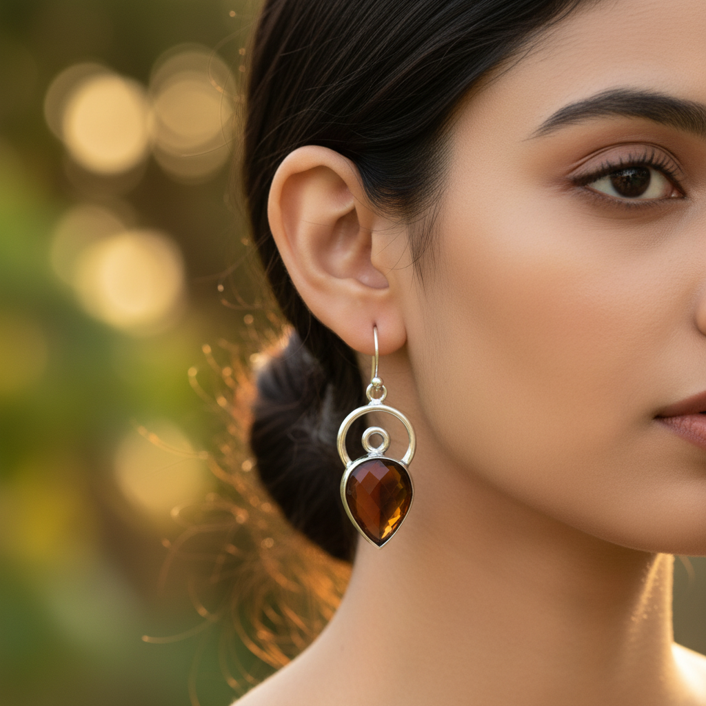 925 Silver Garnet Teardrop Earrings for Women | Gift Jewelry