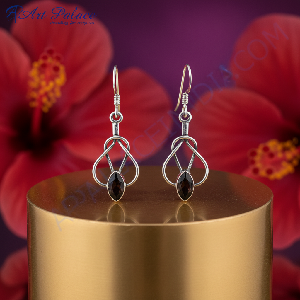 925 silver smoky quartz earrings for women | dangle earrings