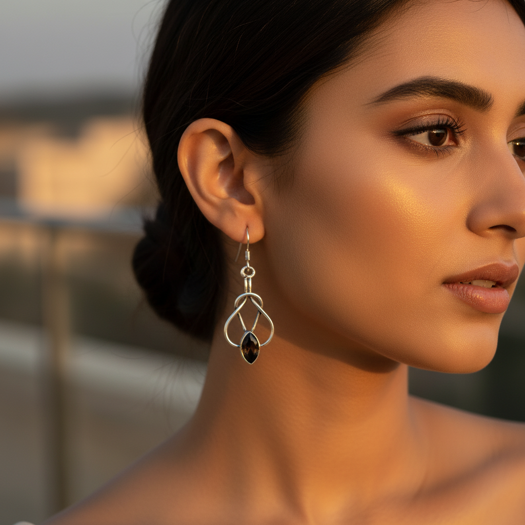 925 Silver Smoky Quartz Earrings for Women | Dangle Earrings