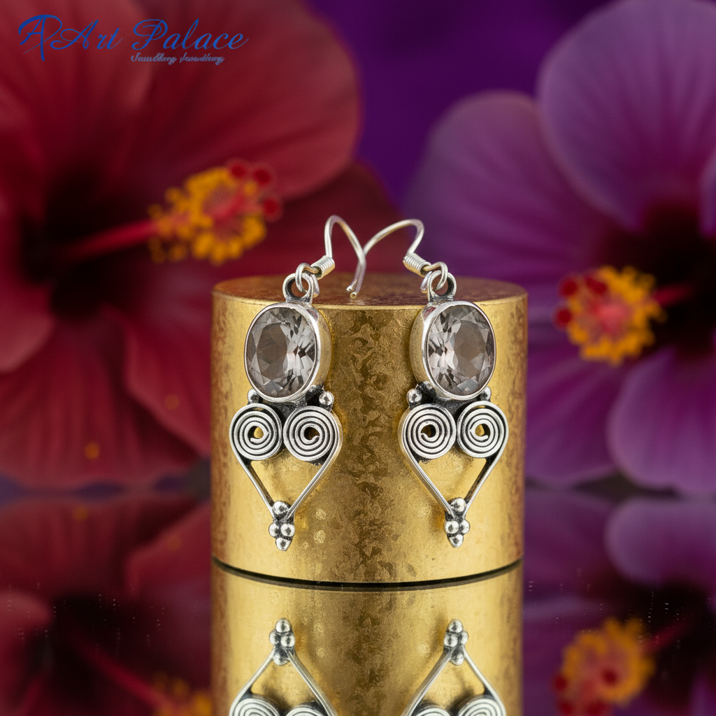 925 silver smoky quartz earrings for women | dangle earrings