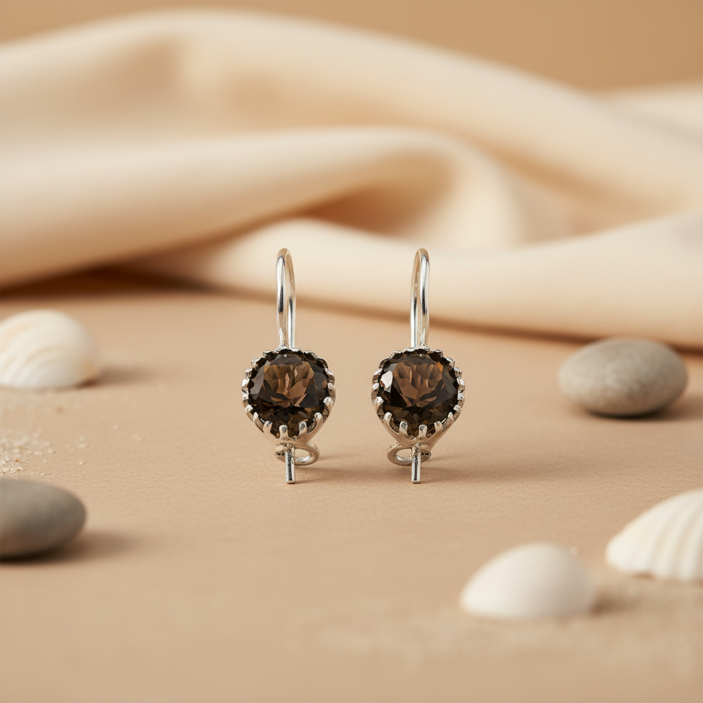 925 Silver Smoky Quartz Earrings for Women | Gemstone Jewelry