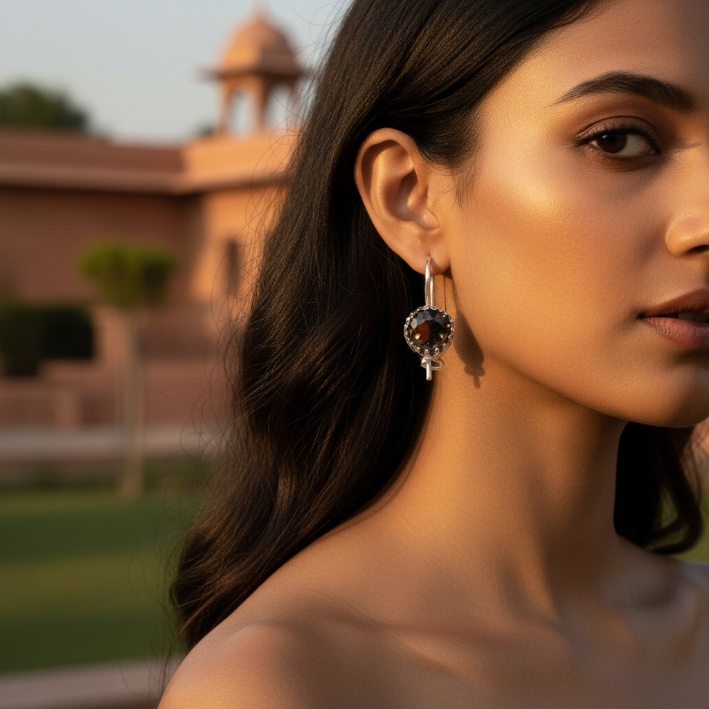 925 Silver Smoky Quartz Earrings for Women | Gemstone Jewelry