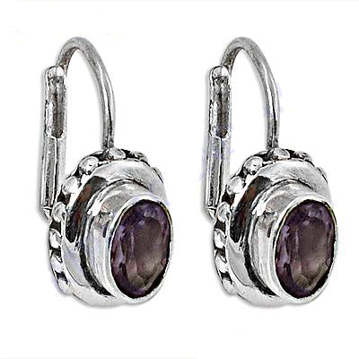 925 silver amethyst leverback earrings | gemstone jewelry