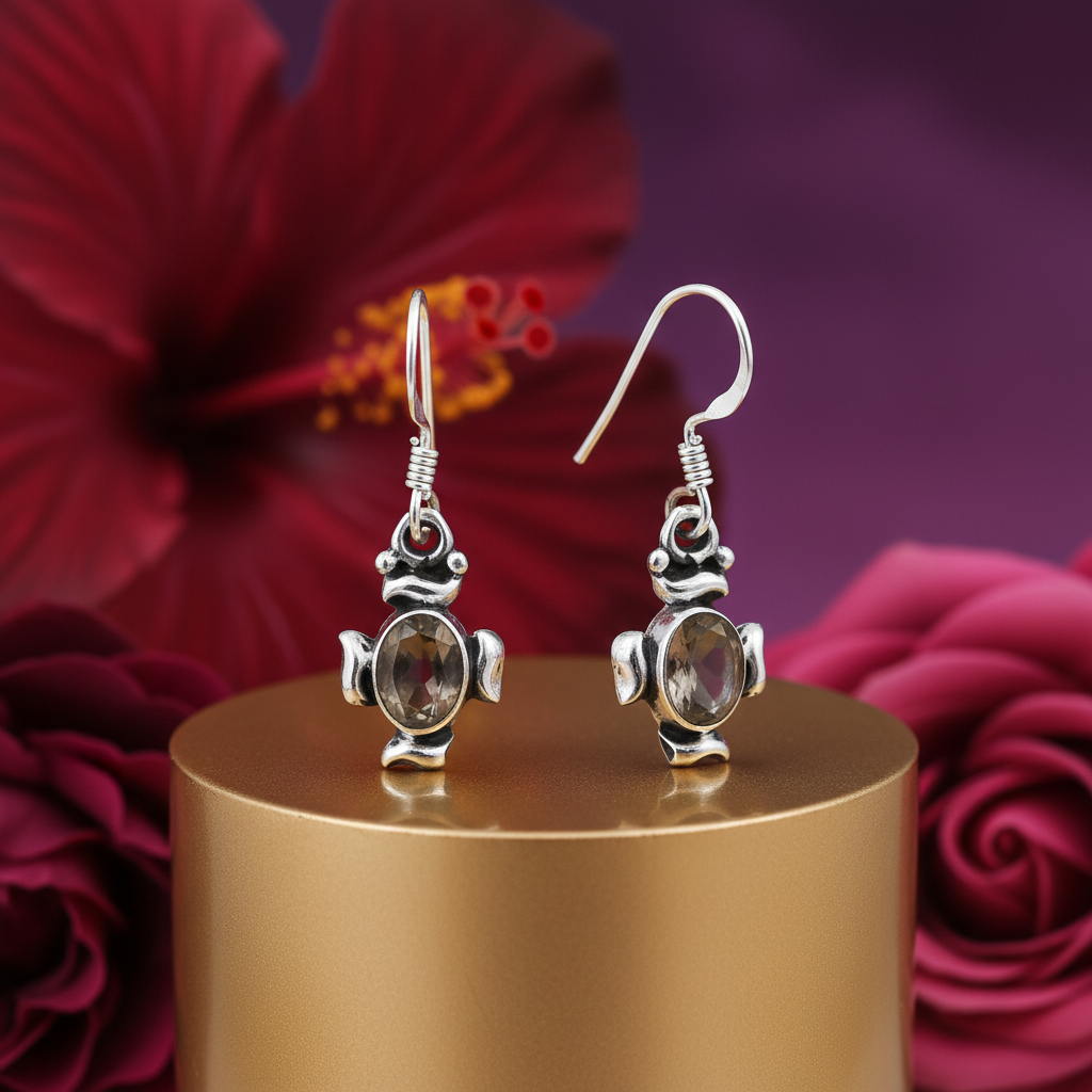 925 silver smoky quartz earrings for women | dangle jewelry