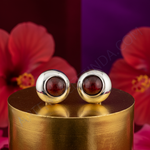 Load image into Gallery viewer, Silver Stud Earrings with Red Gemstones | Women&#39;s Jewelry Gift
