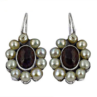 Silver pearl & gemstone earrings for women | daily wear