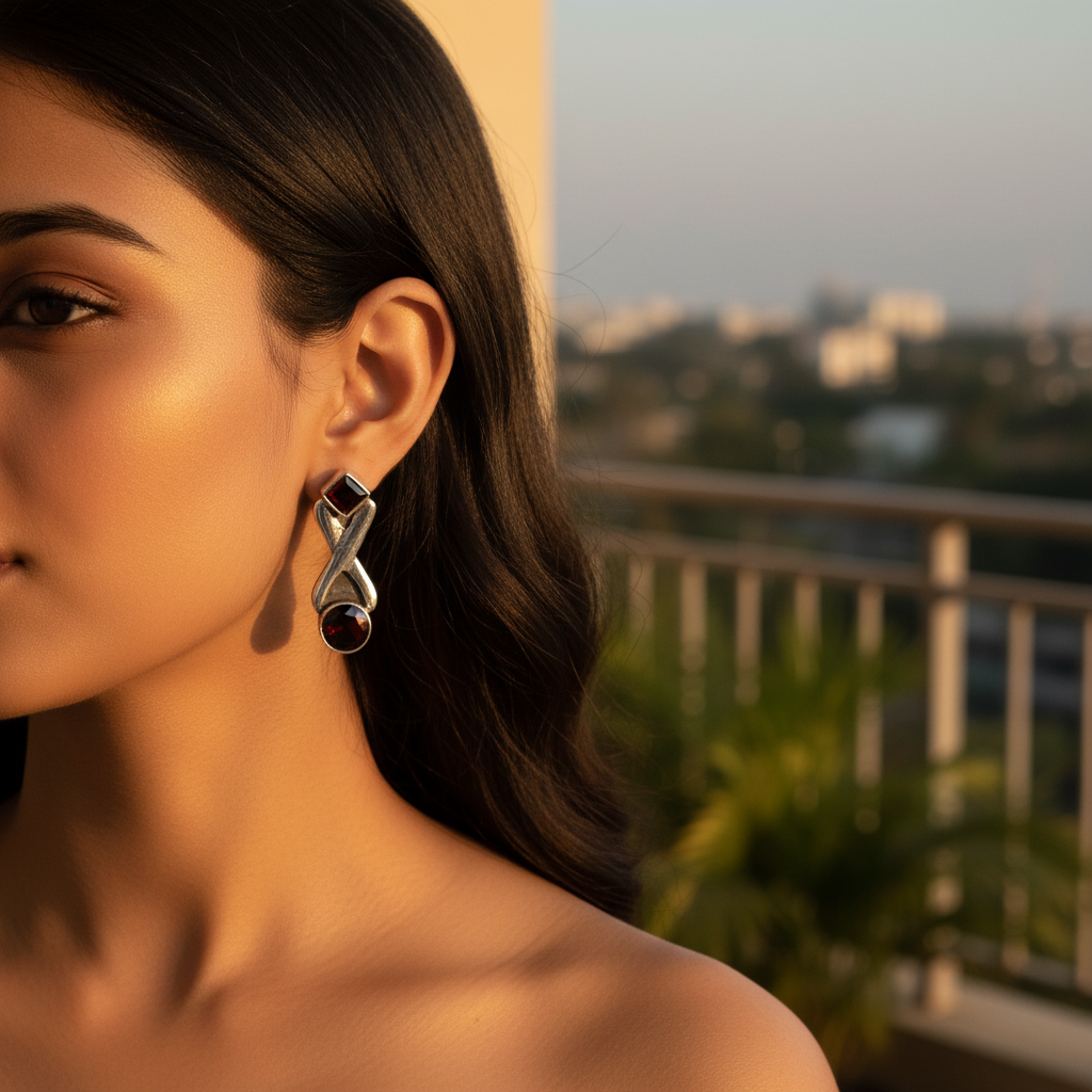 925 Silver Garnet Earrings for Women | Dangle Earrings Gift