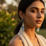 将图像加载到图库查看器中， 925纯银蓝色宝石耳环，女士款 | 礼物
