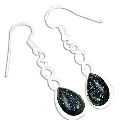 Silver blue sandstone drop earrings | women's fashion jewelry