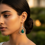 Load image into Gallery viewer, 925 Silver Emerald Teardrop Earrings for Women | Daily Wear
