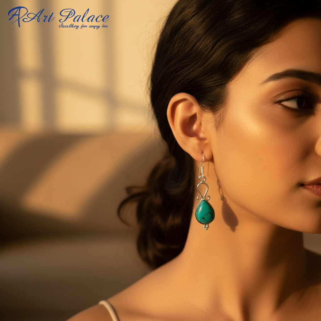 925纯银绿松石水滴耳环（女士款）| 礼品首饰