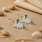 Load image into Gallery viewer, 925 Silver Leaf Turquoise Earrings for Women | Dainty Jewelry
