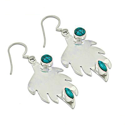 925 silver leaf turquoise earrings for women | dainty jewelry