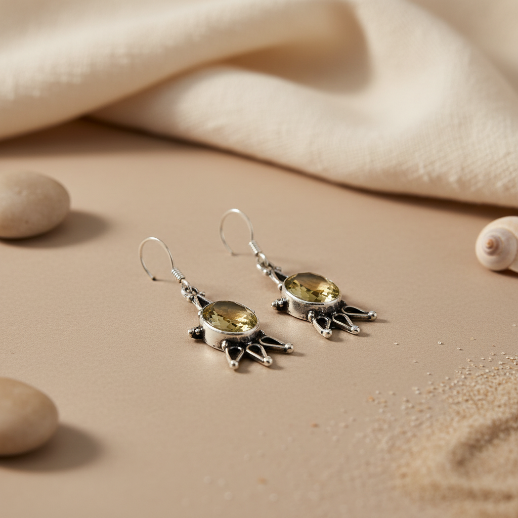 925 Silver Citrine Gemstone Earrings for Women | Gift Jewelry