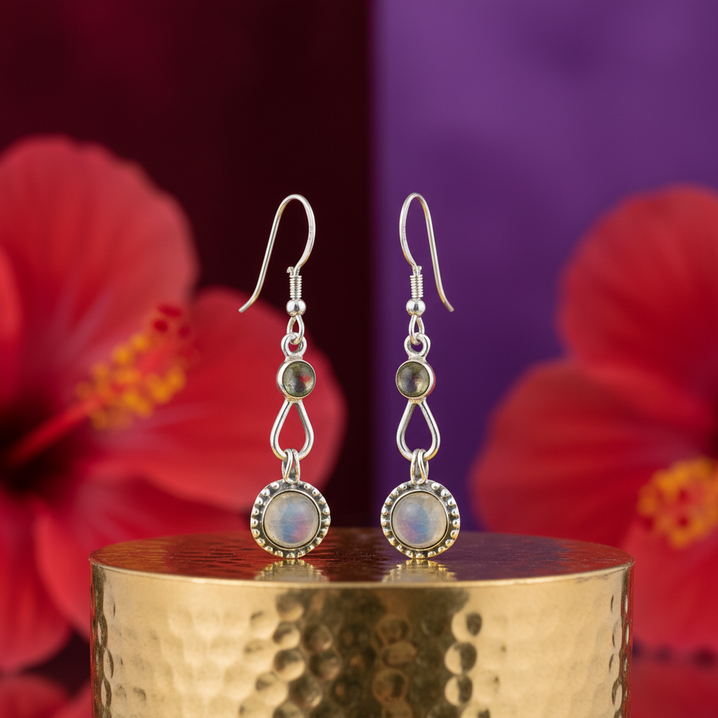 925 Sterling Silver Moonstone Drop Earrings for Women | Gift