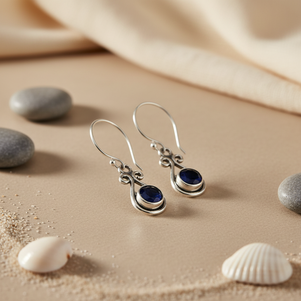 925 Sterling Silver Sapphire Drop Earrings for Women | Gift