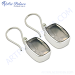 Load image into Gallery viewer, 925 sterling silver dangle earrings featuring rectangular smoky quartz gemstones, ideal for women&#39;s fashion and daily wear.
