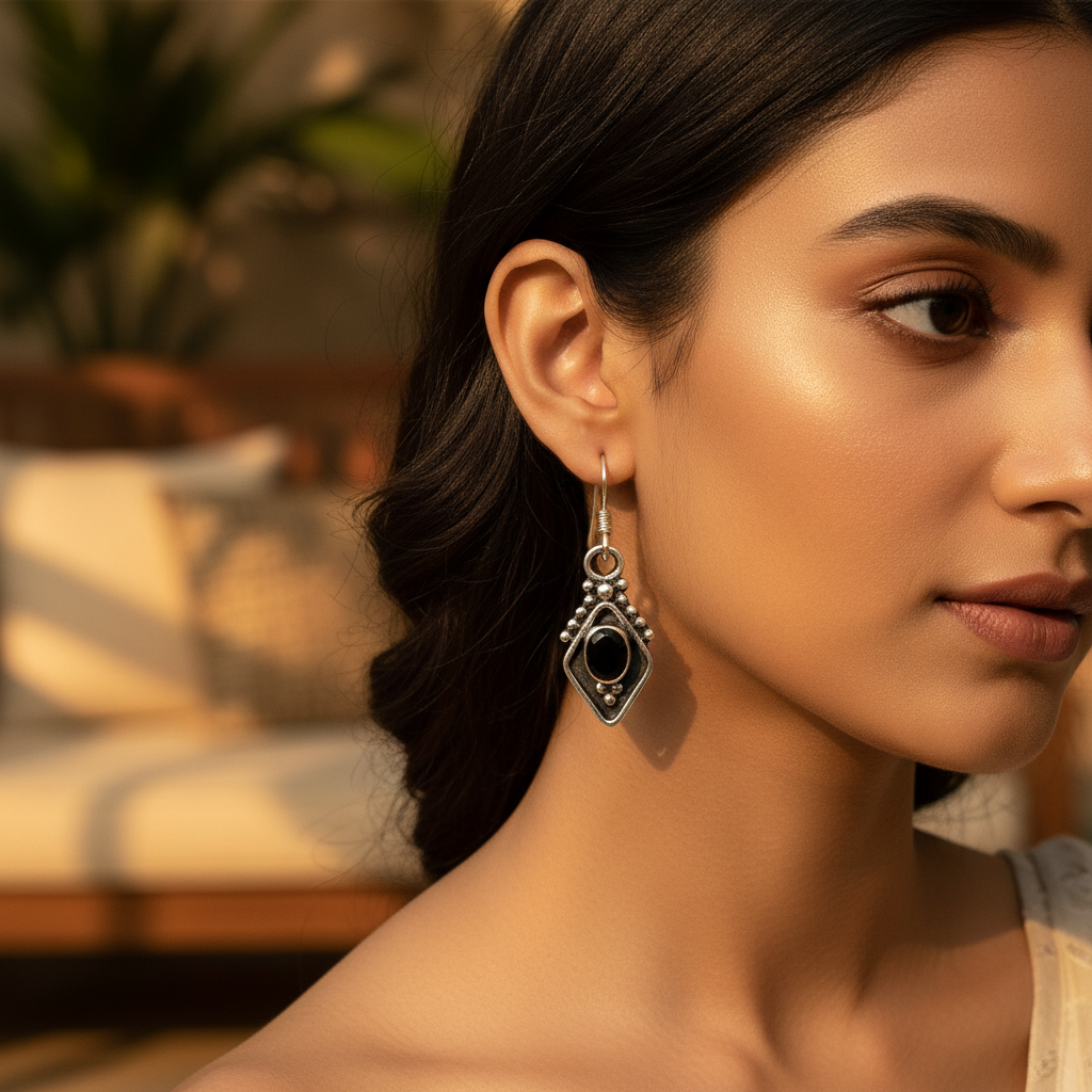 925 Silver Onyx Earrings for Women | Dangle Drop Earrings