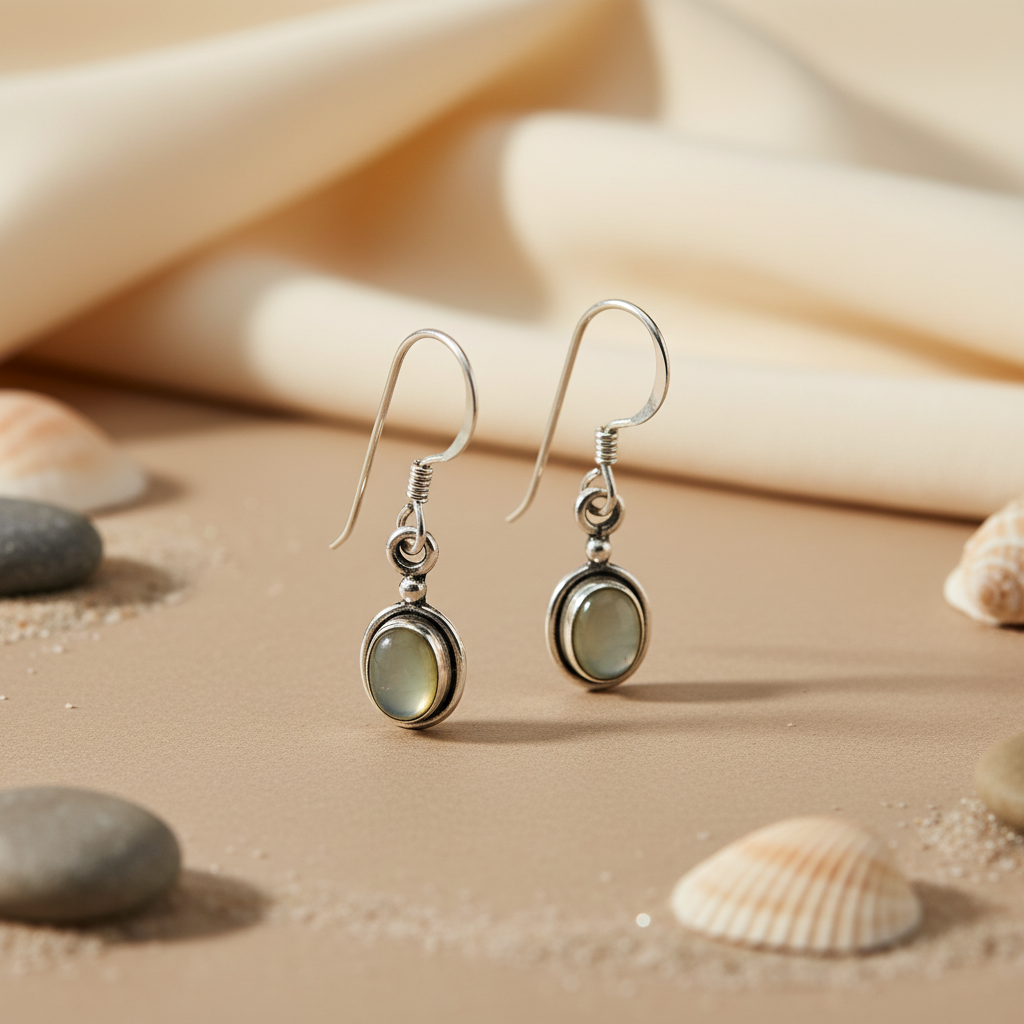 925 Silver Moonstone Drop Earrings for Women | Daily Wear Gift