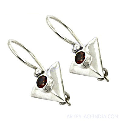 925 silver garnet triangle earrings for women | daily wear