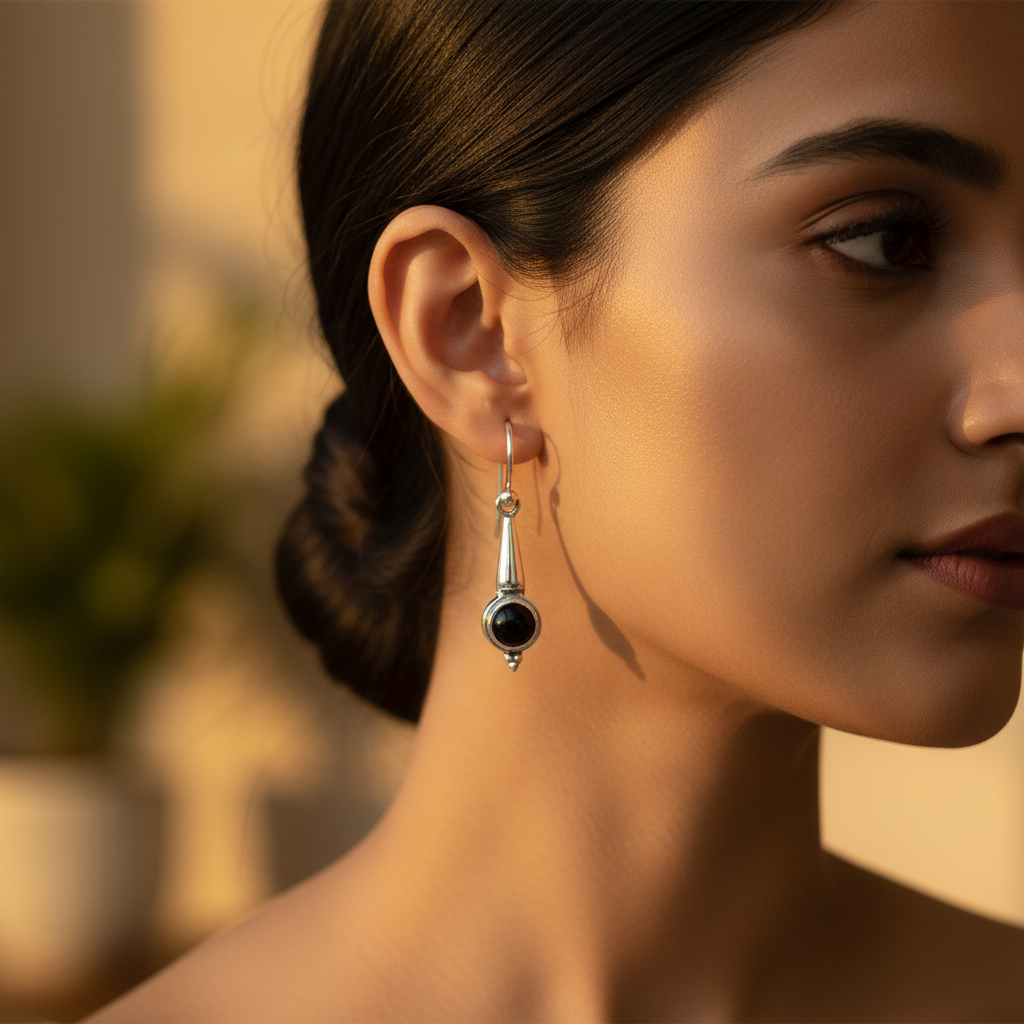 925 Silver Black Onyx Dangle Earrings for Women | Gift