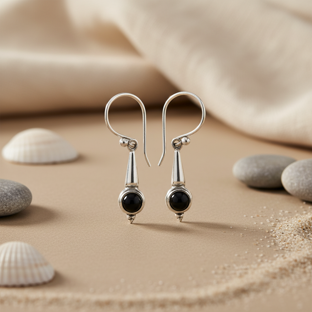 925 Silver Black Onyx Dangle Earrings for Women | Gift